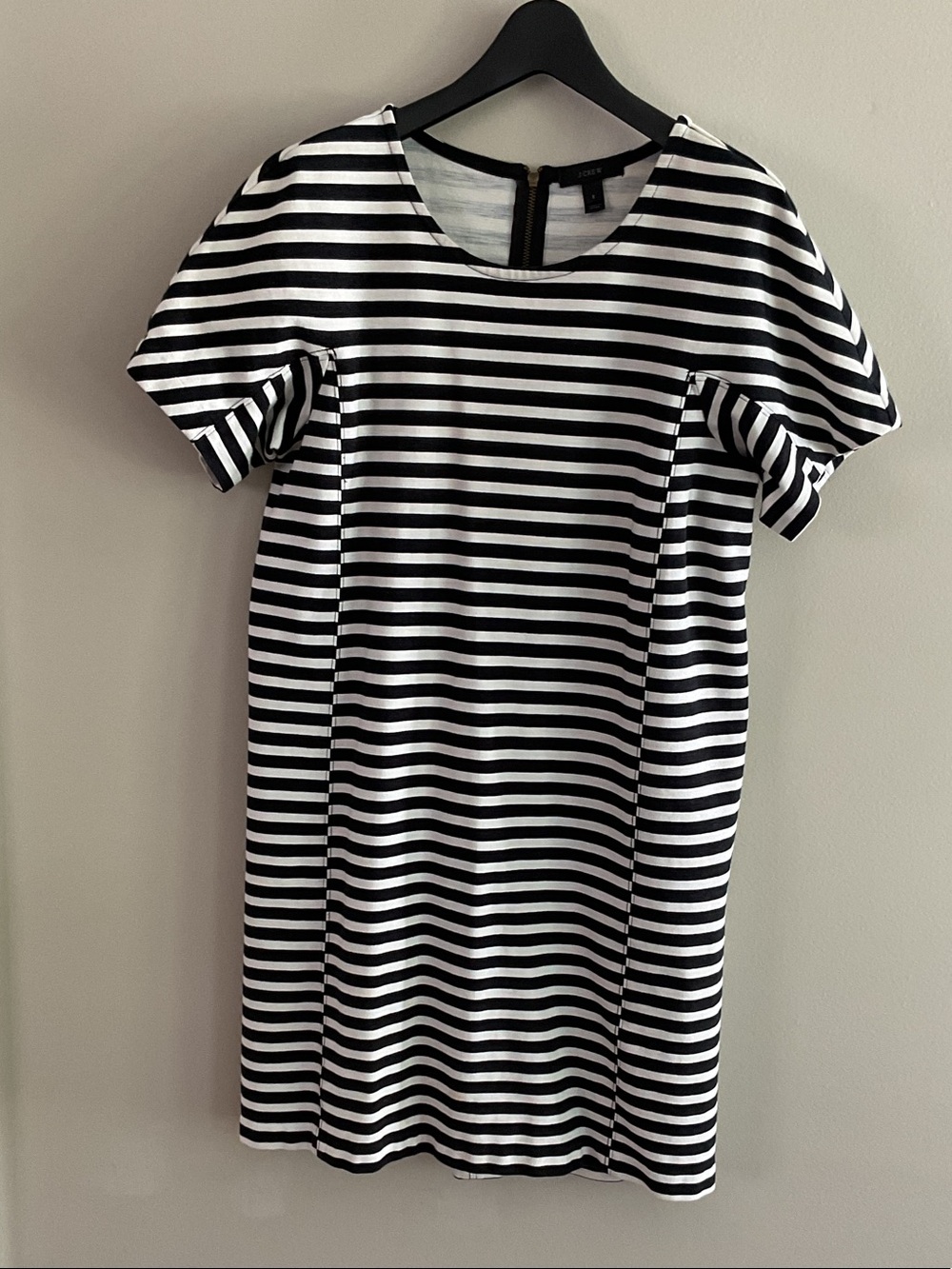 J. Crew Black and White Striped Mini Dress